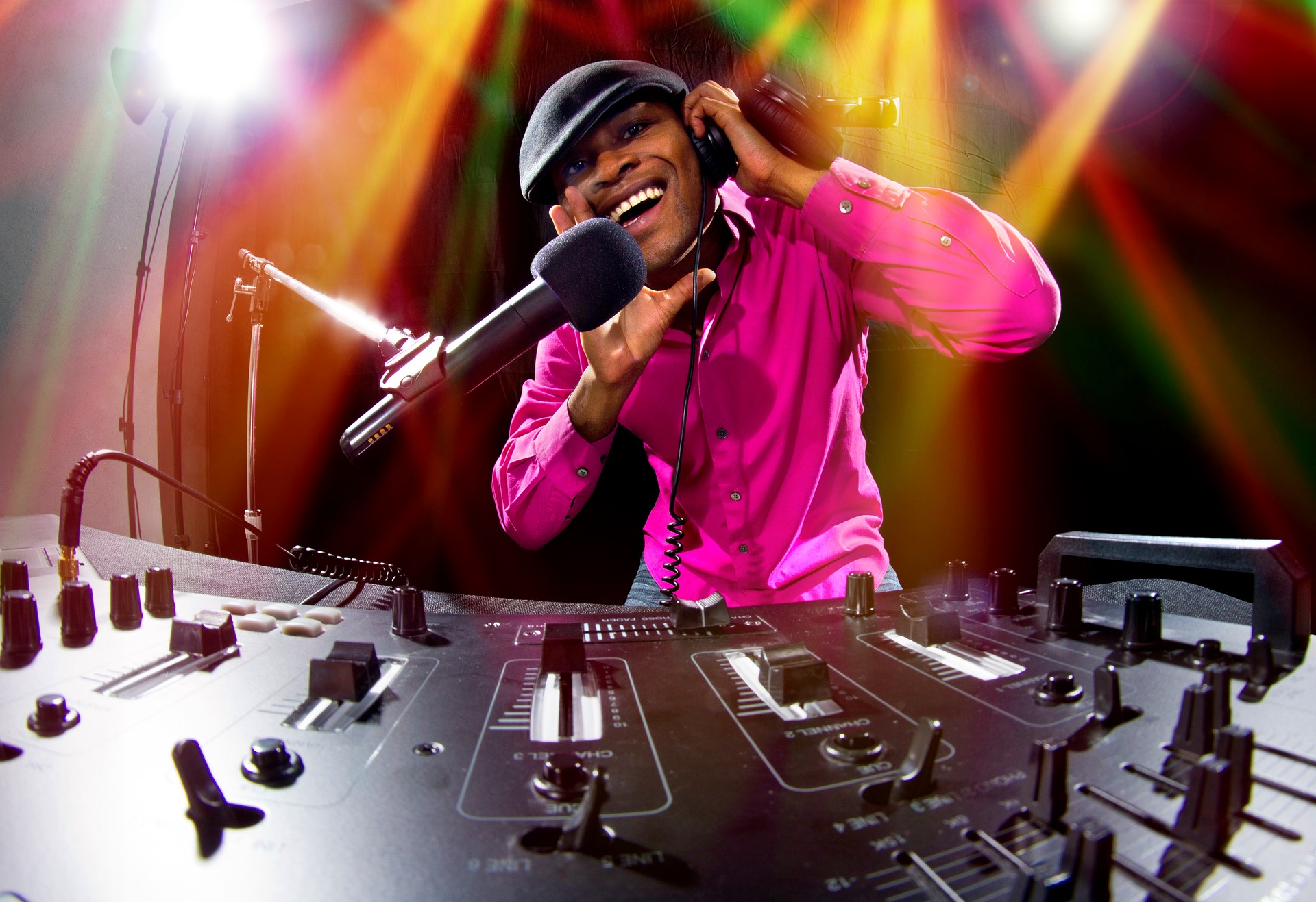 Black Male DJ Playing Music at a Nightclub Party