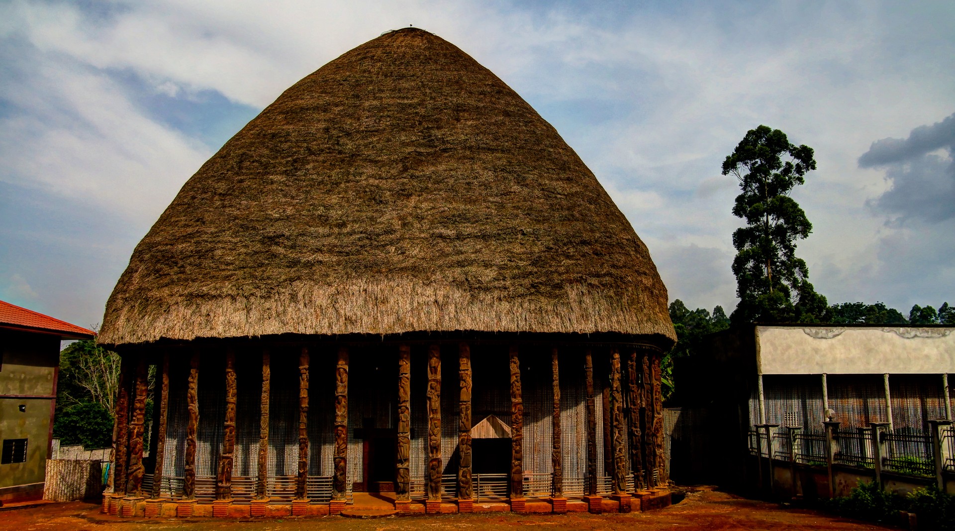 View to Chiefdom headquarters aka Chefferie, the Main Symbol of Bandjoun, Cameroon