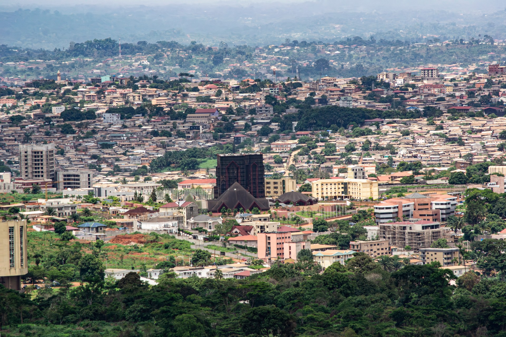 Aerial view of the city of Yaounde, Cameroon